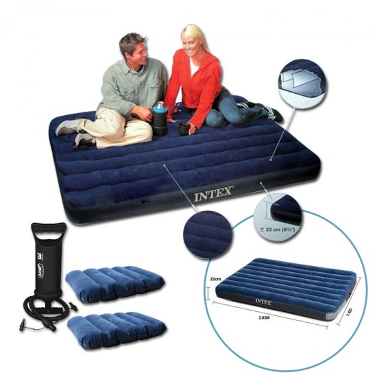 Intex Air Lock Queen Bed With Pillows with Air Pump Inflatable Air Mattress 68765